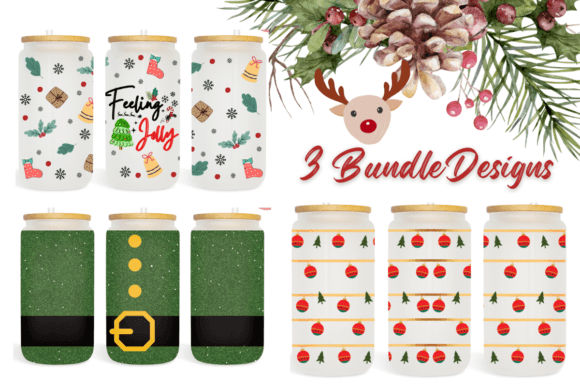Christmas Bundle 16 Oz Libbey Glass Can Graphics