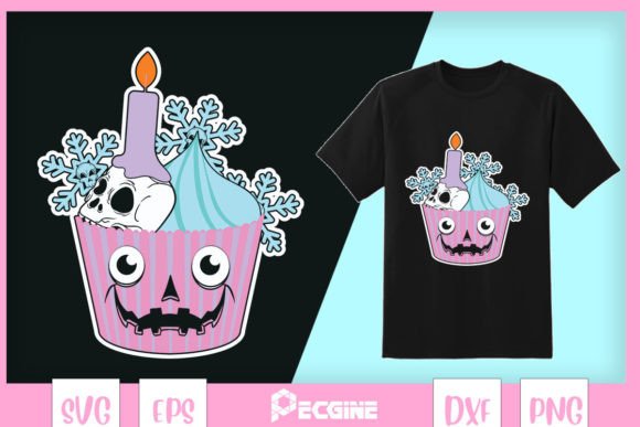 Christmas Cupcake Pastel Goth Skull