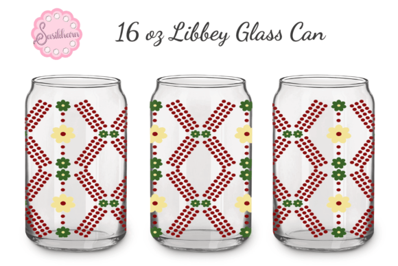 Christmas Flowers Polka Dot Libbey Can Graphics