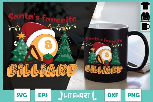 Christmas Santa’s Favorite Billiard: Graphics for Crafts