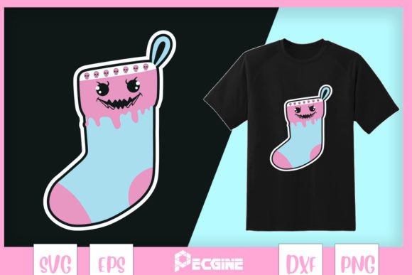 Christmas Sock Goth Pastel Creppy Graphics for Crafts