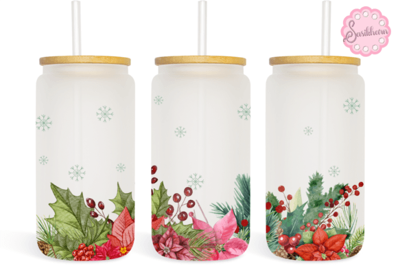 Flowers Christmas Watercolor Libbey Can Graphics