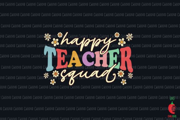 Happy Teacher Squad Retro Graphics for Crafts Branding