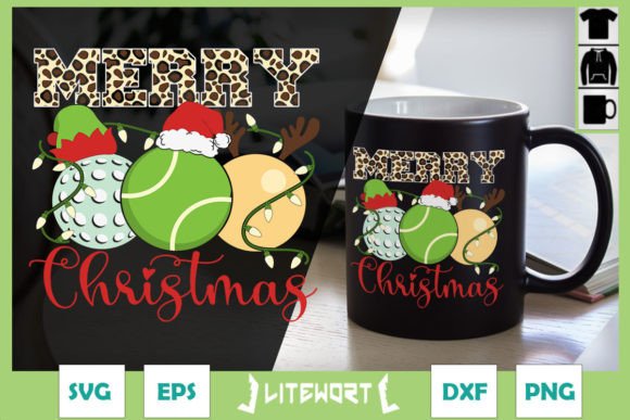 Merry Christmas Leopard Sport Balls Graphics for Crafts