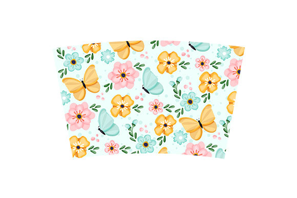 Tumbler Burst Wrap: Flowers & Butterflies for Crafts & Cups Amp