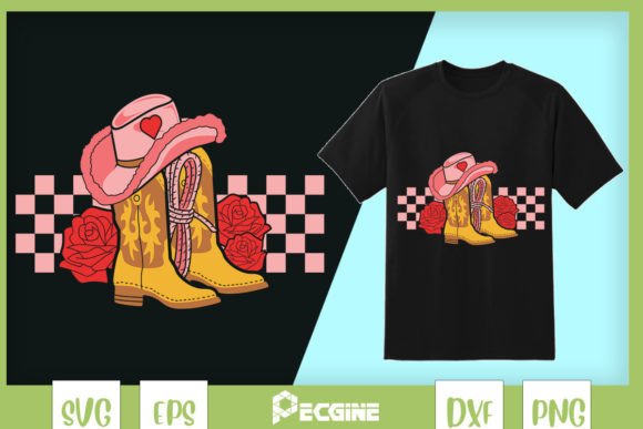 Valentine’s Day Cowgirl Hat and Roses Graphics