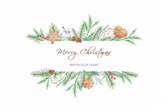 Watercolor Floral Winter Frame: Graphics & Crafts